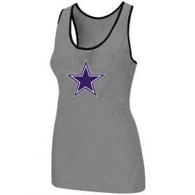 Wholesale Cheap Women\'s Nike Dallas Cowboys Big Logo Tri-Blend Racerback Stretch Tank Top Light Grey