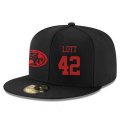 Cheap San Francisco 49ers #42 Ronnie Lott Snapback Cap NFL Player Black with Red Number Stitched Hat