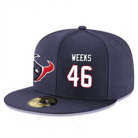 Cheap Houston Texans #46 Jon Weeks Snapback Cap NFL Player Navy Blue with White Number Stitched Hat