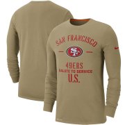 Wholesale Cheap Men's San Francisco 49ers Nike Tan 2019 Salute to Service Sideline Performance Long Sleeve Shirt