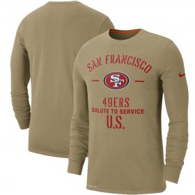 Wholesale Cheap Men\'s San Francisco 49ers Nike Tan 2019 Salute to Service Sideline Performance Long Sleeve Shirt