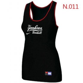 Wholesale Cheap Women\'s Nike New York Yankees Tri-Blend Racerback Stretch Tank Top Black