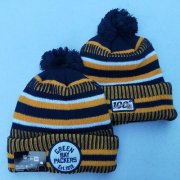 Cheap Packers Team Logo Yellow 100th Season Pom Knit Hat YD