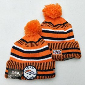 Cheap Broncos Team Logo Orange 100th Season Pom Knit Hat YD