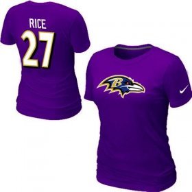 Wholesale Cheap Women\'s Nike Baltimore Ravens #27 Ray Rice Name & Number T-Shirt Purple