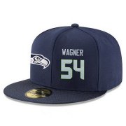 Cheap Seattle Seahawks #54 Bobby Wagner Snapback Cap NFL Player Navy Blue with Gray Number Stitched Hat