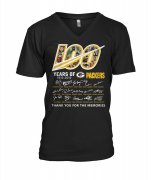 Wholesale Cheap Green Bay Packers 100 Seasons Memories Women's V-Neck T-Shirt Black