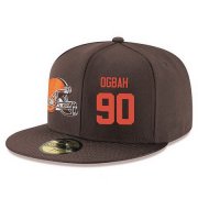 Cheap Cleveland Browns #90 Emmanuel Ogbah Snapback Cap NFL Player Brown with Orange Number Stitched Hat