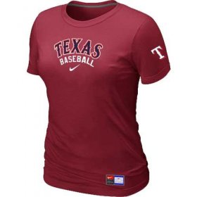 Wholesale Cheap Women\'s Texas Rangers Nike Short Sleeve Practice MLB T-Shirt Red