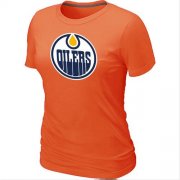 Wholesale Cheap Women's NHL Edmonton Oilers Big & Tall Logo T-Shirt Orange