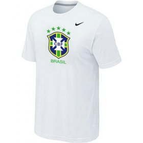 Wholesale Cheap Nike Brazil 2014 World Short Sleeves Soccer T-Shirt White