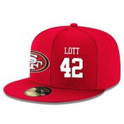 Cheap San Francisco 49ers #42 Ronnie Lott Snapback Cap NFL Player Red with White Number Stitched Hat