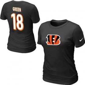 Wholesale Cheap Women\'s Nike Cincinnati Bengals #18 A.J. Green Name & Number T-Shirt Black