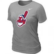 Wholesale Cheap Women's MLB Cleveland Indians Heathered Nike Blended T-Shirt Light Grey