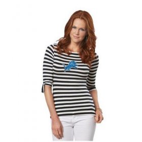 Wholesale Cheap Detroit Lions Lady Striped Boatneck Three-Quarter Sleeve T-Shirt