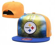 Cheap Steelers Team Logo Yellow Royal Adjustable Leather Hat TX