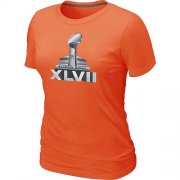 Wholesale Cheap Women's NFL Super Bowl XLVII Logo T-Shirt Orange