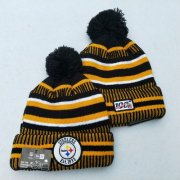 Cheap Steelers Team Logo Yellow 100th Season Pom Knit Hat YD