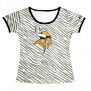 Wholesale Cheap Women's Minnesota Vikings Sideline Legend Authentic Logo Zebra Stripes T-Shirt