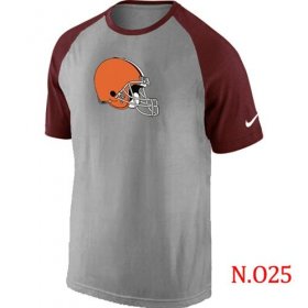 Wholesale Cheap Nike Cleveland Browns Ash Tri Big Play Raglan NFL T-Shirt Grey/Red