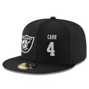 Cheap Oakland Raiders #4 Derek Carr Snapback Cap NFL Player Black with Silver Number Stitched Hat