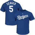 Wholesale Cheap Los Angeles Dodgers #5 Corey Seager Majestic Official Name and Number T-Shirt Royal