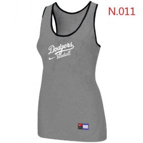 Wholesale Cheap Women\'s Nike Los Angeles Dodgers Tri-Blend Racerback Stretch Tank Top Light Grey