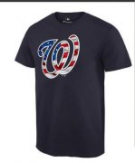 Wholesale Cheap Men's Washington Nationals USA Flag Fashion T-Shirt Navy Blue