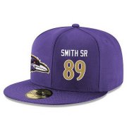 Cheap Baltimore Ravens #89 Steve Smith Sr Snapback Cap NFL Player Purple with Gold Number Stitched Hat