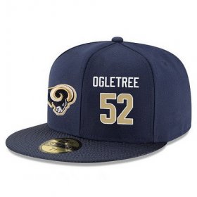 Cheap Los Angeles Rams #52 Alec Ogletree Snapback Cap NFL Player Navy Blue with Gold Number Stitched Hat