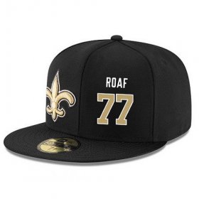 Cheap New Orleans Saints #77 Willie Roaf Snapback Cap NFL Player Black with Gold Number Stitched Hat