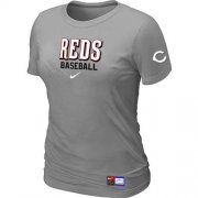 Wholesale Cheap Women's Cincinnati Reds Nike Short Sleeve Practice MLB T-Shirt Light Grey