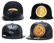 Cheap NFL Pittsburgh Steelers Team Logo Black Reflective Adjustable Hat