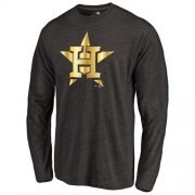 Wholesale Cheap Houston Astros Gold Collection Long Sleeve Tri-Blend T-Shirt Black