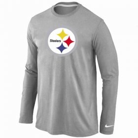 Wholesale Cheap Nike Pittsburgh Steelers Logo Long Sleeve T-Shirt Grey