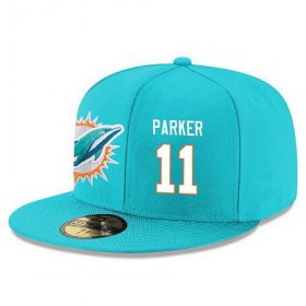 Cheap Miami Dolphins #11 DeVante Parker Snapback Cap NFL Player Aqua Green with White Number Stitched Hat