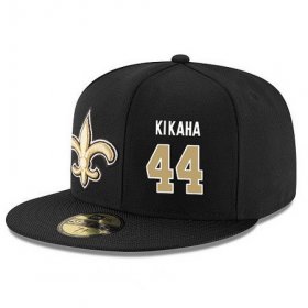 Cheap New Orleans Saints #44 Hau\'oli Kikaha Snapback Cap NFL Player Black with Gold Number Stitched Hat