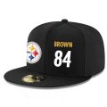 Cheap Pittsburgh Steelers #84 Antonio Brown Snapback Cap NFL Player Black with White Number Stitched Hat