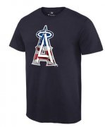 Wholesale Cheap Men's Los Angeles Angels USA Flag Fashion T-Shirt Navy Blue