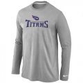 Wholesale Cheap Nike Tennessee Titans Authentic Logo Long Sleeve T-Shirt Grey