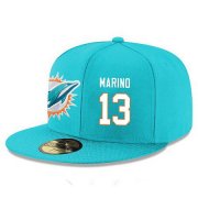 Cheap Miami Dolphins #13 Dan Marino Snapback Cap NFL Player Aqua Green with White Number Stitched Hat