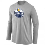 Wholesale Cheap NHL Edmonton Oilers Big & Tall Logo Long Sleeves T-Shirt Light Grey