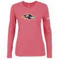 Wholesale Cheap Women's Nike Baltimore Ravens Of The City Long Sleeve Tri-Blend NFL T-Shirt Pink