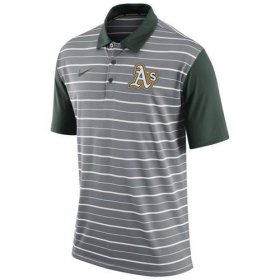 Wholesale Cheap Men\'s Oakland Athletics Nike Gray Dri-FIT Stripe Polo