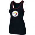 Wholesale Cheap Women's Nike Pittsburgh Steelers Big Logo Tri-Blend Racerback Stretch Tank Top Black