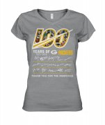 Wholesale Cheap Green Bay Packers 100 Seasons Memories Women's T-Shirt Gray