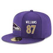 Cheap Baltimore Ravens #87 Maxx Williams Snapback Cap NFL Player Purple with Gold Number Stitched Hat