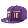 Cheap Minnesota Vikings #10 Fran Tarkenton Snapback Cap NFL Player Purple with Gold Number Stitched Hat