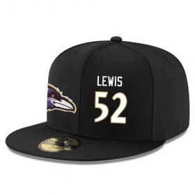 Cheap Baltimore Ravens #52 Ray Lewis Snapback Cap NFL Player Black with White Number Stitched Hat