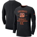 Wholesale Cheap Men's Cincinnati Bengals Nike Black 2019 Salute to Service Sideline Performance Long Sleeve Shirt